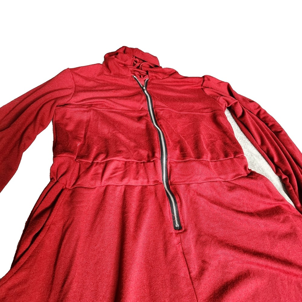 Red Romper Jumpsuit with Hoodie Comfy Size XL - Picture 3 of 9